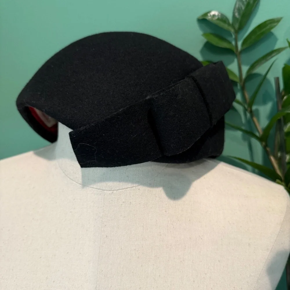 Vintage wool felt hat with bow detail - Picture 4 of 6